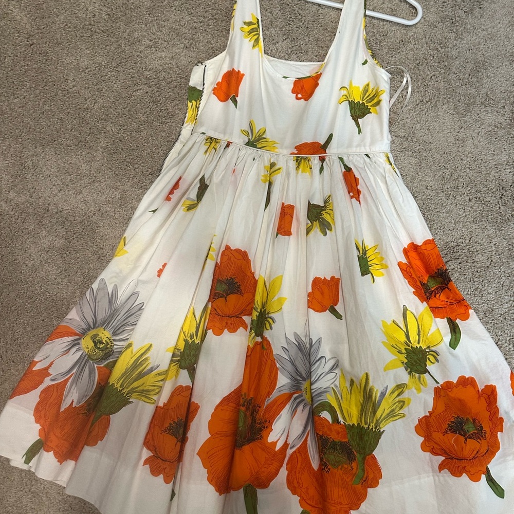 Moulinette Soeurs Pleated Orange and Yellow Sundress for Weddings